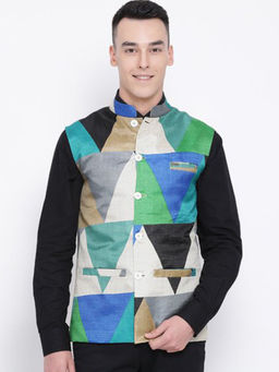 Devoiler - Regular Fit Ethnic Wear Nehru Jacket For Men Multi-Color