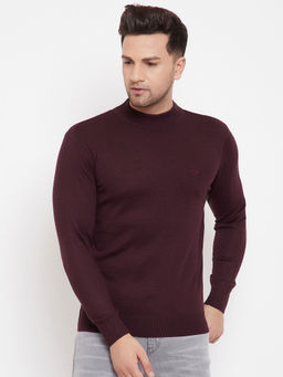 98 Degree North - Burgundy Solid High Full Sleeve Sweater