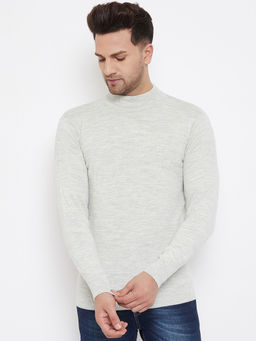 98 Degree North - Grey Solid High Full Sleeve Sweater