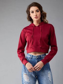 DOLCE CRUDO - Maroon Solid Sweatshirt
