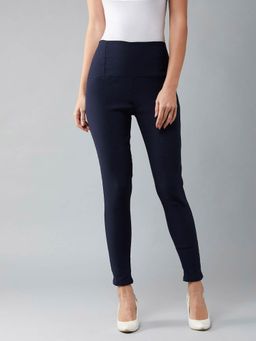 DOLCE CRUDO - Navy Blue Solid Tregging