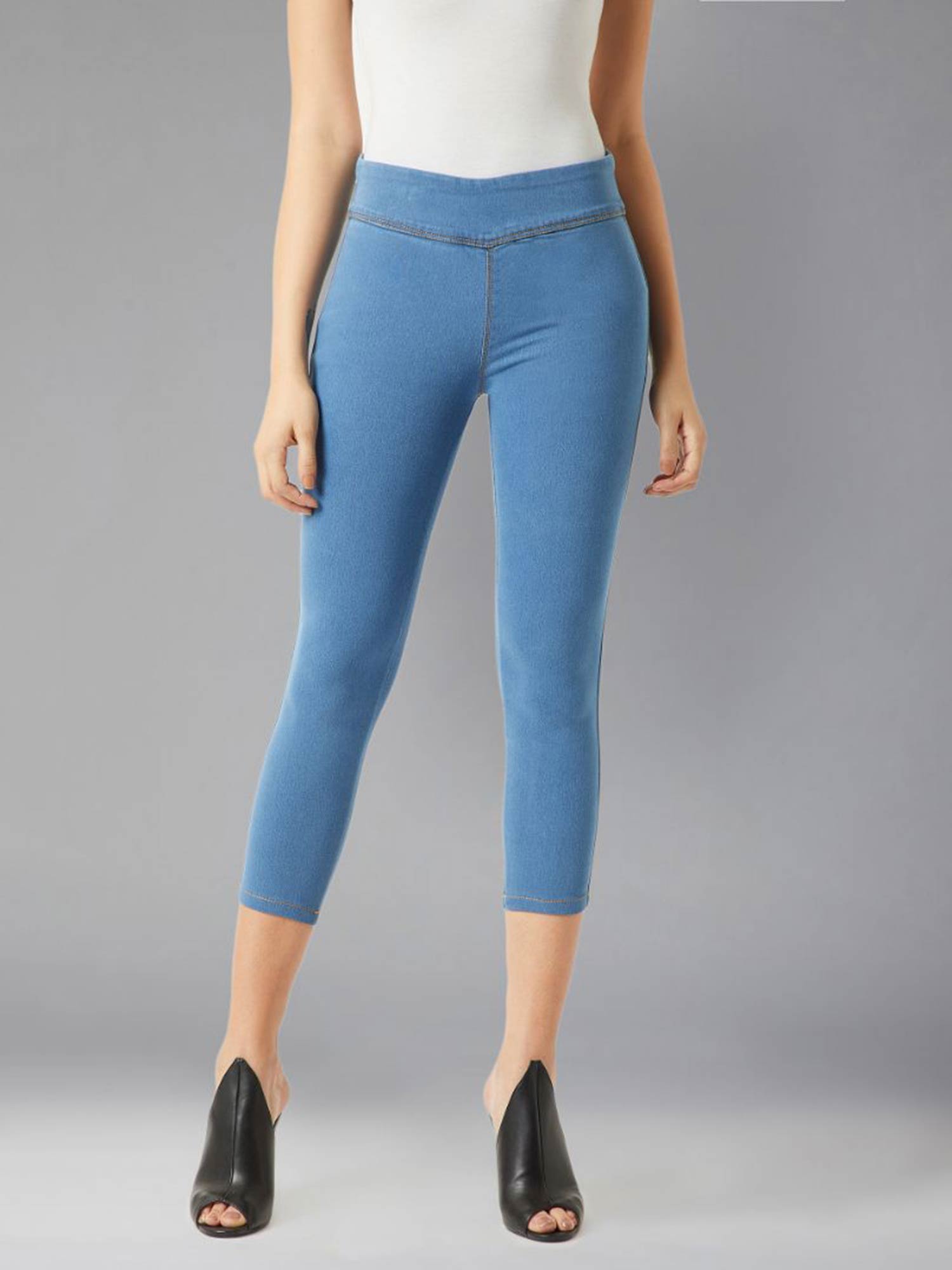 DOLCE CRUDO Blue Denim Jeggings Online 