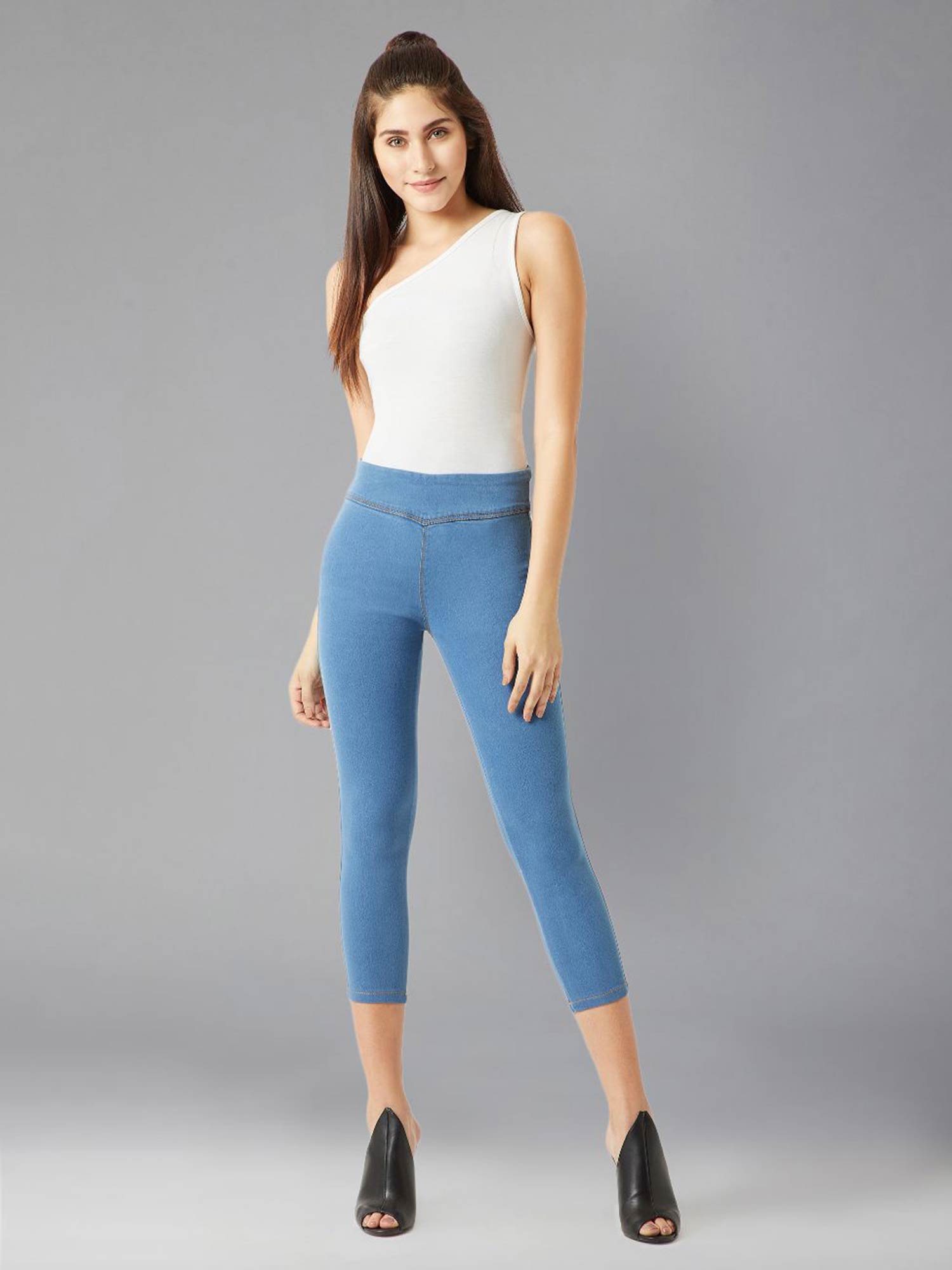 DOLCE CRUDO Blue Denim Jeggings Online 