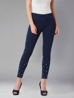 DOLCE CRUDO - Navy Blue High Rise Denim Jeggings