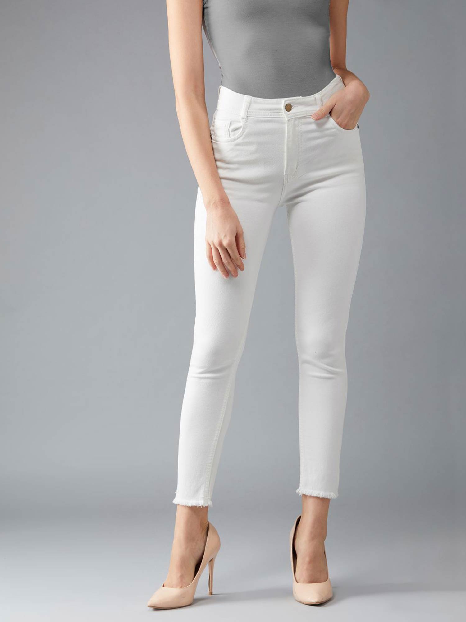High Rise Cropped Denim Jeans 