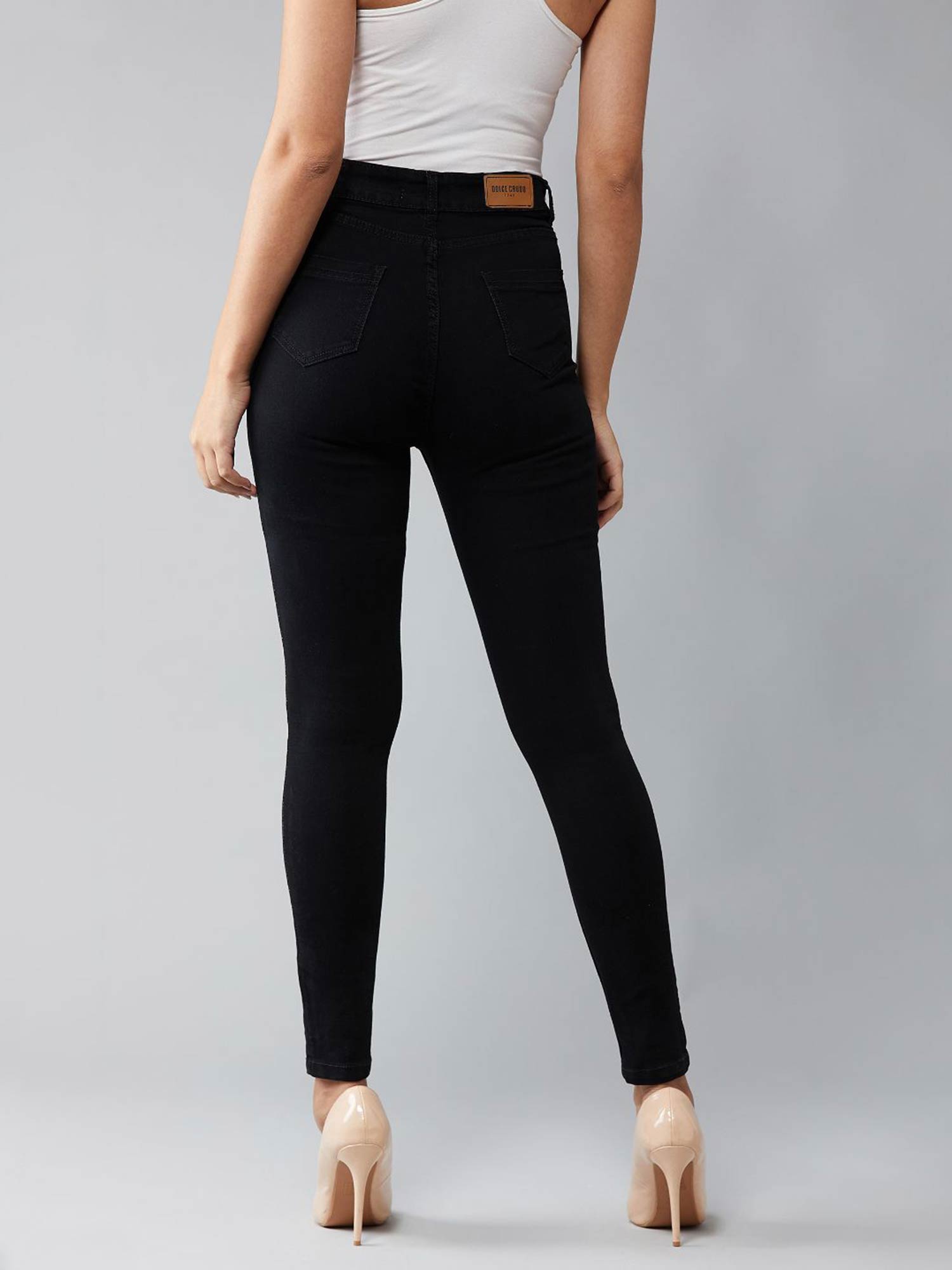 Buy DOLCE CRUDO Black Skinny Fit High 