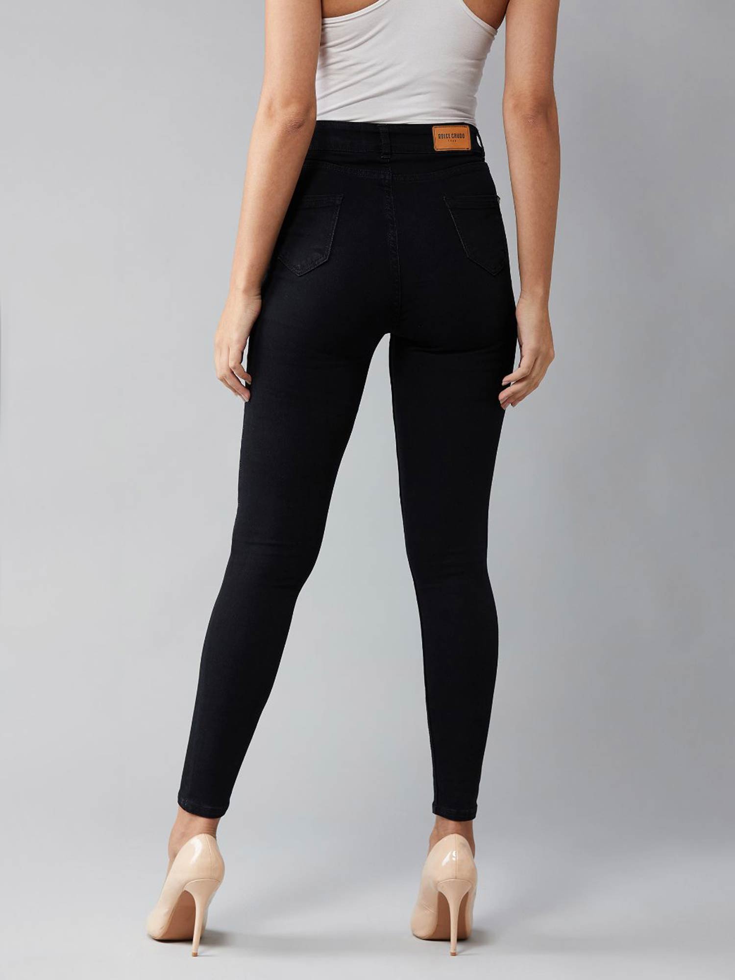 Buy DOLCE CRUDO Black Skinny Fit High 