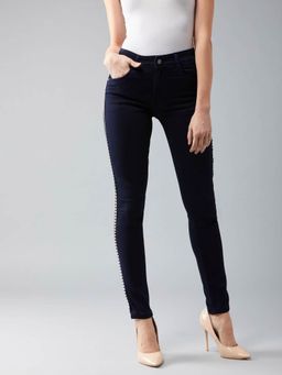 DOLCE CRUDO - Navy Blue Skinny Fit Denim Jeans