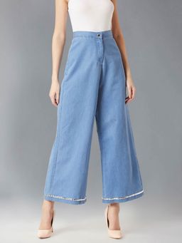 DOLCE CRUDO - Blue Flared High Rise Denim Pants