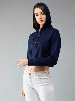 DOLCE CRUDO - Navy Blue Solid Sweatshirt
