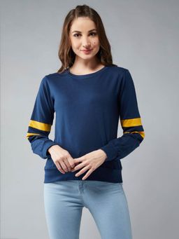 DOLCE CRUDO - Navy Blue Solid Sweatshirt