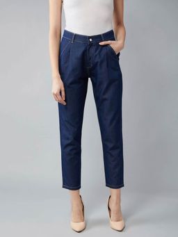 DOLCE CRUDO - Navy Blue High Rise Denim Jeans Pant
