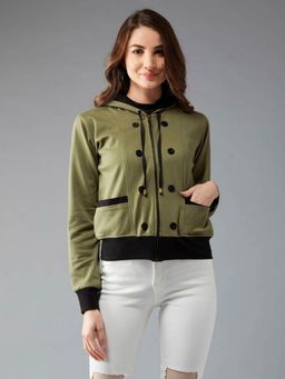 DOLCE CRUDO - Olive Solid Bomber Jacket