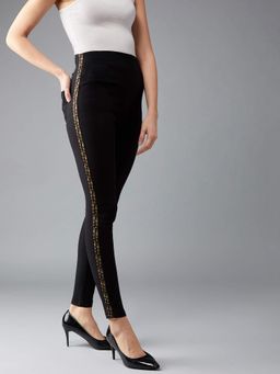 DOLCE CRUDO - Black Solid Tregging