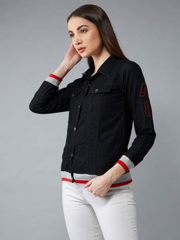 DOLCE CRUDO - Black Solid Denim Jacket