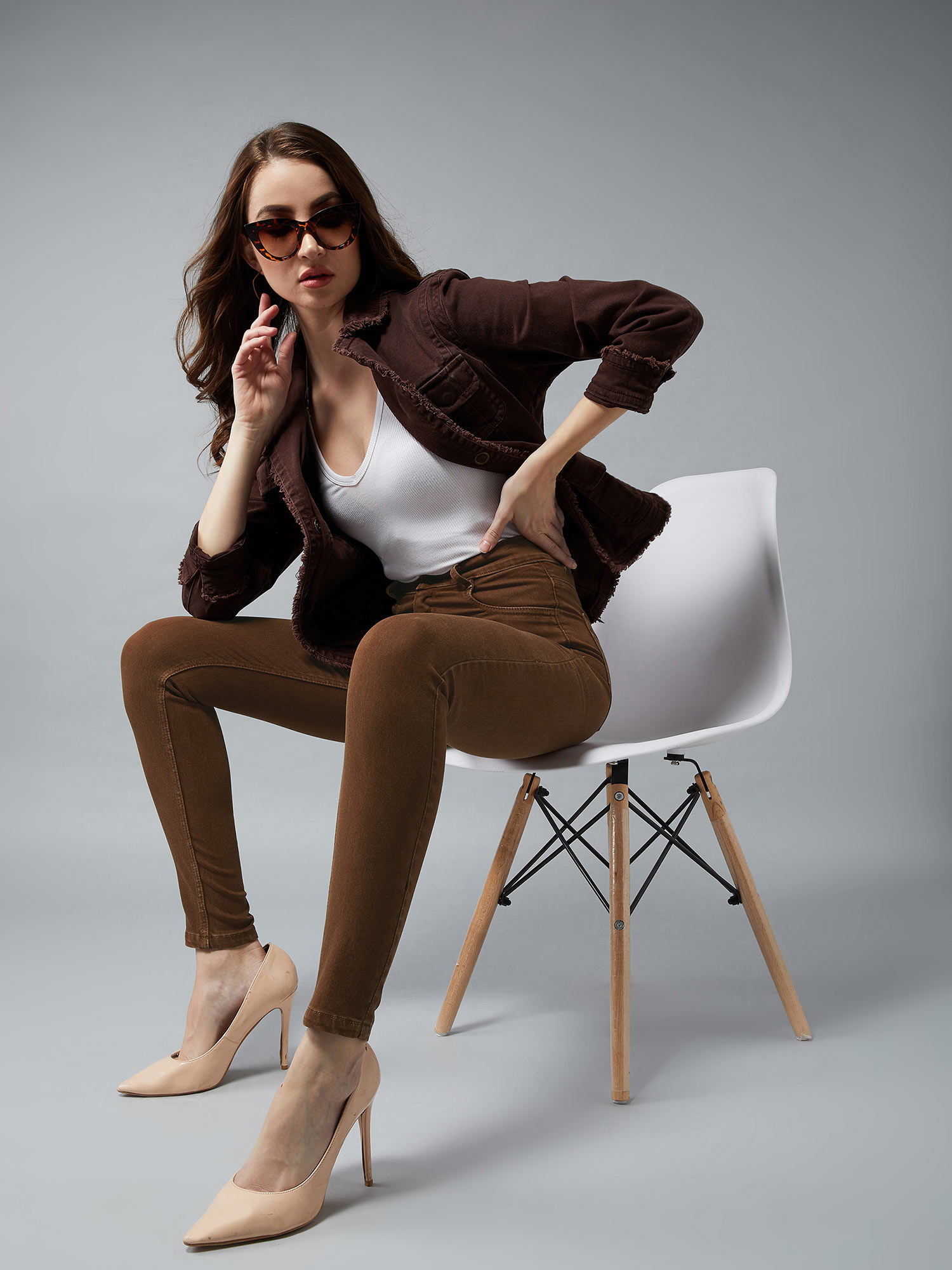Buy DOLCE CRUDO Brown Skinny High Rise 