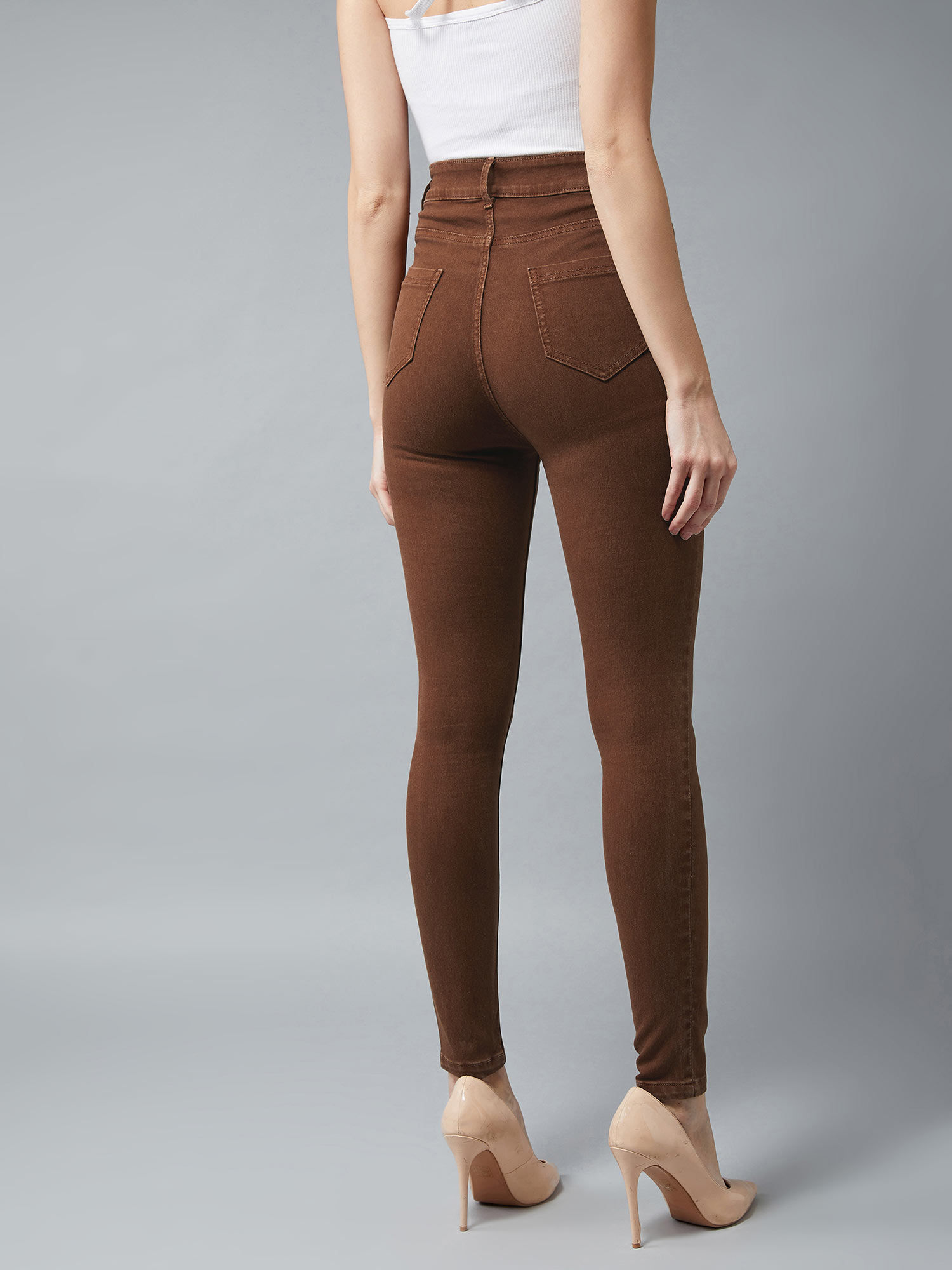 Buy DOLCE CRUDO Brown Skinny High Rise 