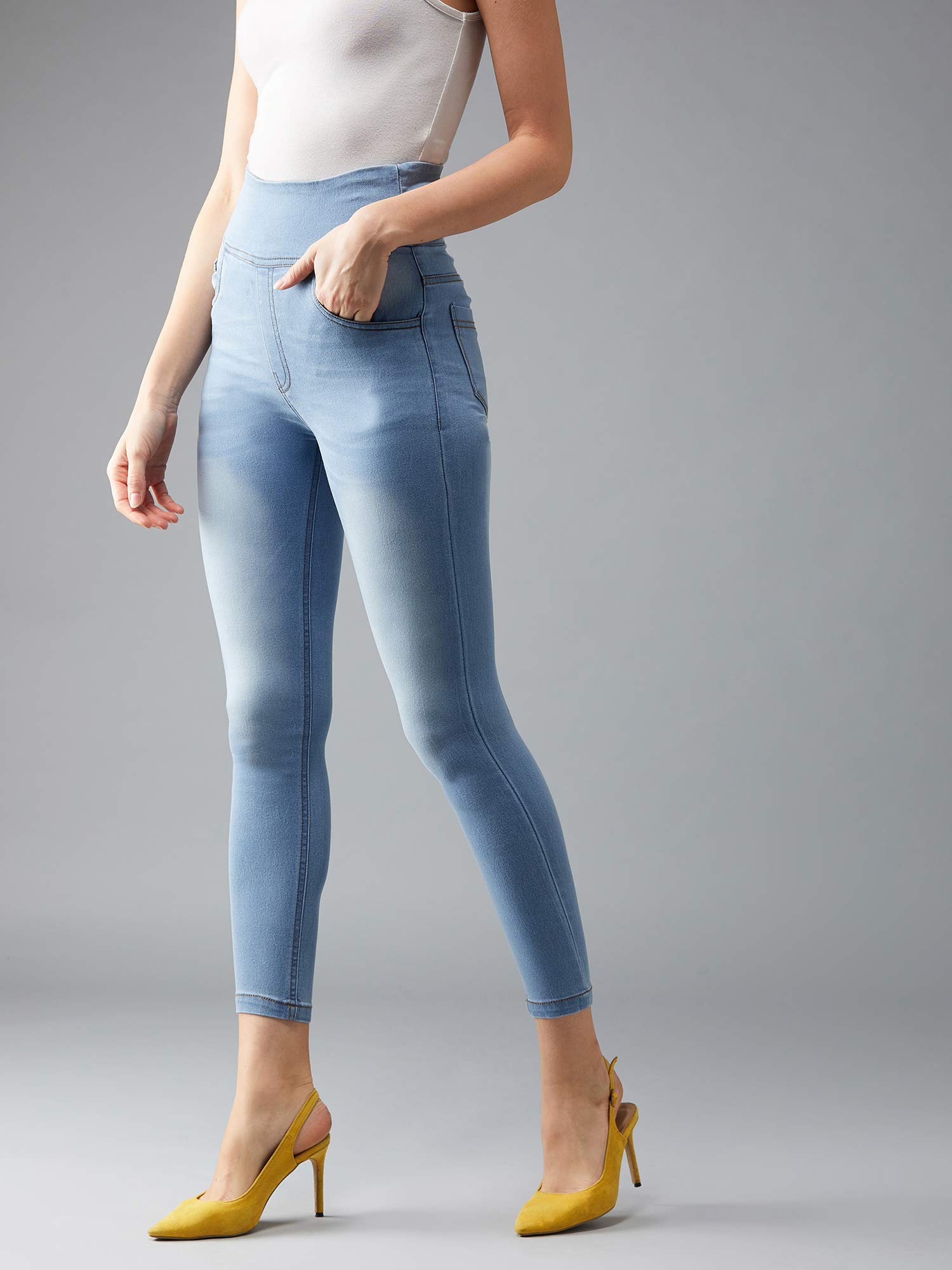 High Rise Denim Jeggings Online 