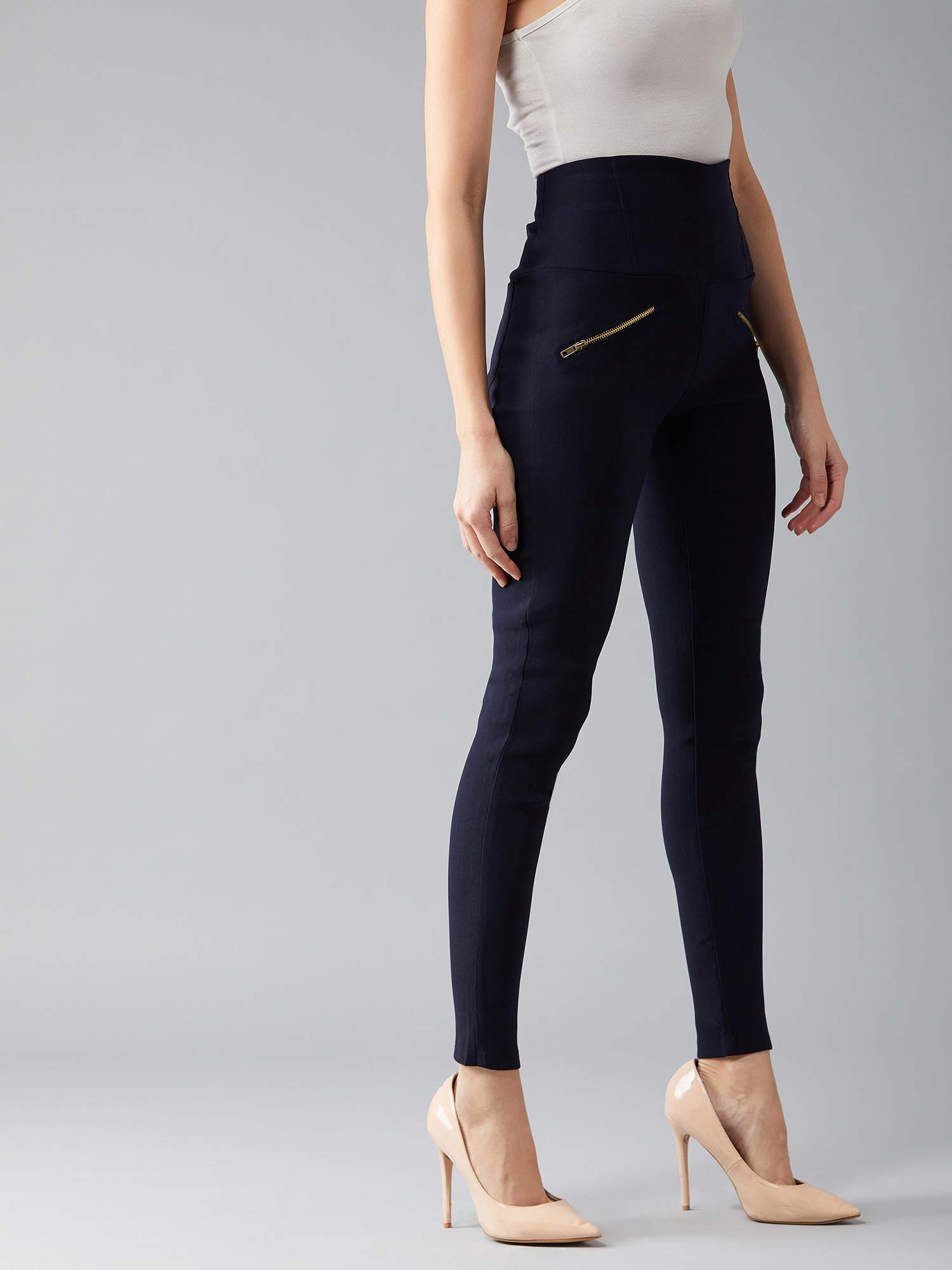DOLCE CRUDO Navy Blue Treggings Online 