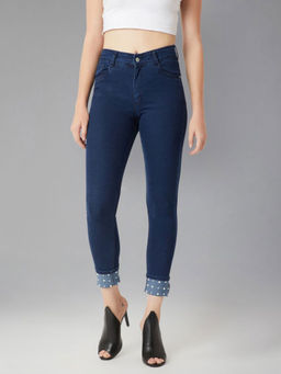 DOLCE CRUDO - Navy Blue Skinny Fit High Rise Denim Jeans