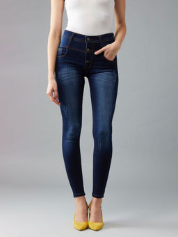 DOLCE CRUDO - Navy Blue Skinny Fit High Rise Denim Jeans