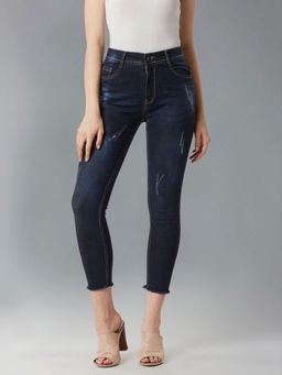 DOLCE CRUDO - Blue High Rise Ripped Denim Jeans