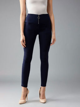 DOLCE CRUDO - Navy Blue Solid Tregging