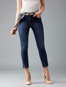 DOLCE CRUDO - Navy Blue Skinny Fit High Rise Denim Jeans