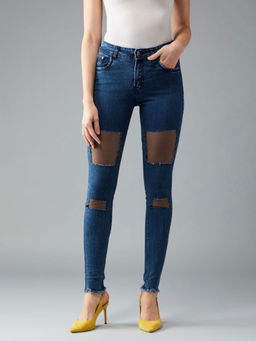 DOLCE CRUDO - Navy Blue Mid Rise Denim Jeans