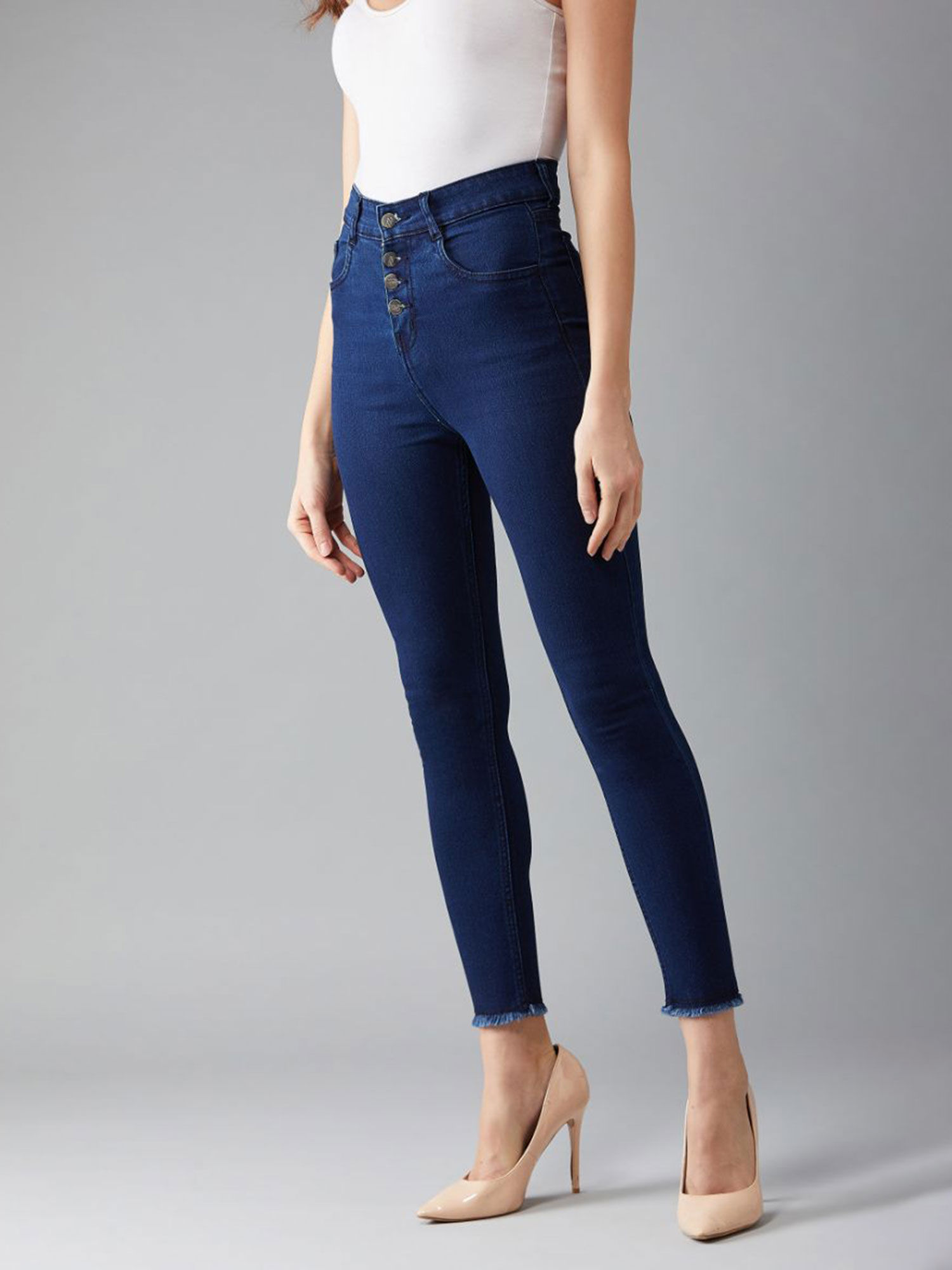 High Rise Cropped Denim Jeans 