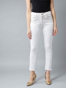 DOLCE CRUDO - White Embellished Jeans
