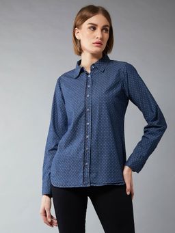 DOLCE CRUDO - Navy Blue Polka Dots Shirt