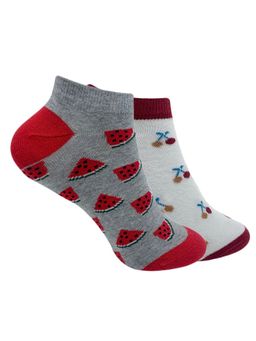 Mint & Oak - Fruit Love Ankle Length Socks For Women - Combo Pack Of 2 - Multi-Color (Free Size)