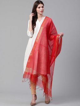 WEAVERS VILLA - Red Woven Design Dupatta