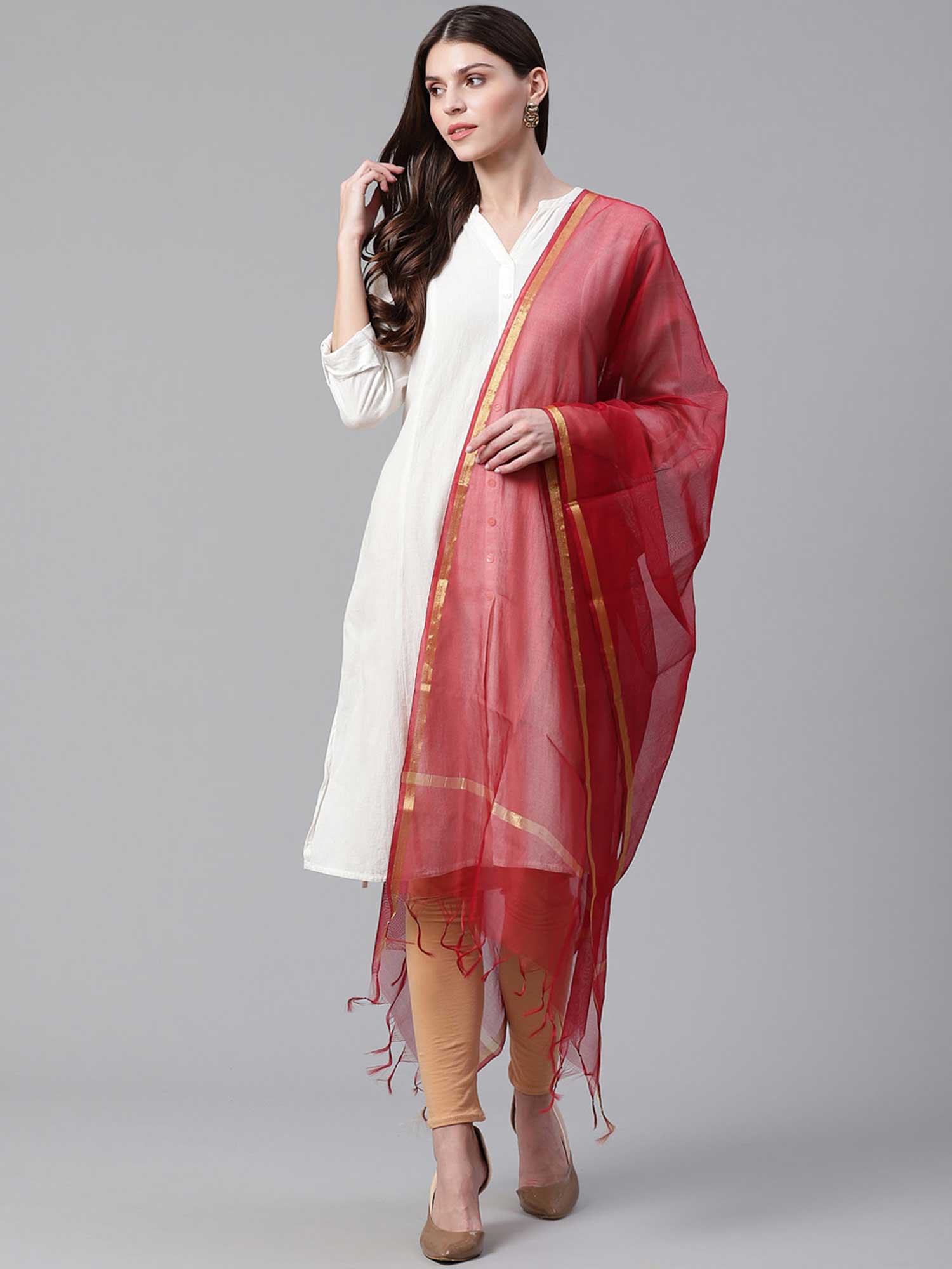 weavers villa Maroon Solid Dupatta-picture-12