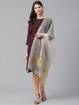 WEAVERS VILLA - White Striped Dupatta