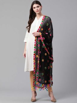 WEAVERS VILLA - Black Embroidered Dupatta