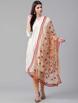 WEAVERS VILLA - Beige Embroidered Dupatta