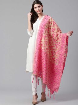 WEAVERS VILLA - Pink Woven Design Dupatta
