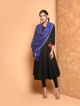 Kaanchie Nanggia - Royal Blue Solid Chanderi Dupatta