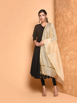 Kaanchie Nanggia - Beige Solid Chanderi Dupatta