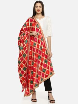 WEAVERS VILLA - Multicoloured Embroidered Dupatta