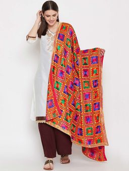 WEAVERS VILLA - Multicoloured Embroidered Dupatta