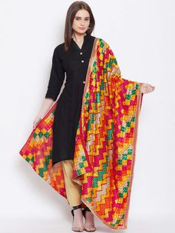 WEAVERS VILLA - Multicoloured Embroidered Dupatta