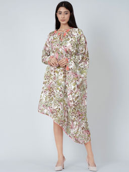 First Resort by Ramola Bachchan - Green One Sleeve Floral Print Dress