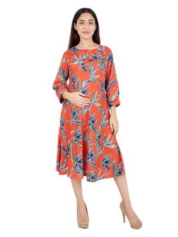 Morph Maternity - Women's Cotton Umbrella Maternity Dress - Orange