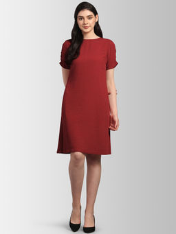 FableStreet - Red Polka Dot Knee Length Dress