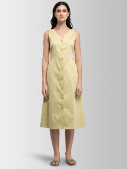 FableStreet - Yellow Solid Dress