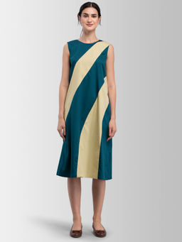 FableStreet - Teal Solid Dress