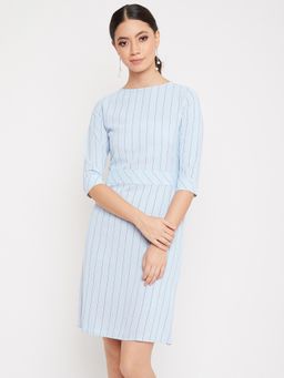 CRIMSOUNE CLUB - Women's Blue Stripes Knee Length